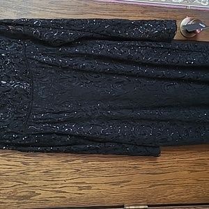 Marina Brand Black Sparkling Sequined Evening Dress Size 12